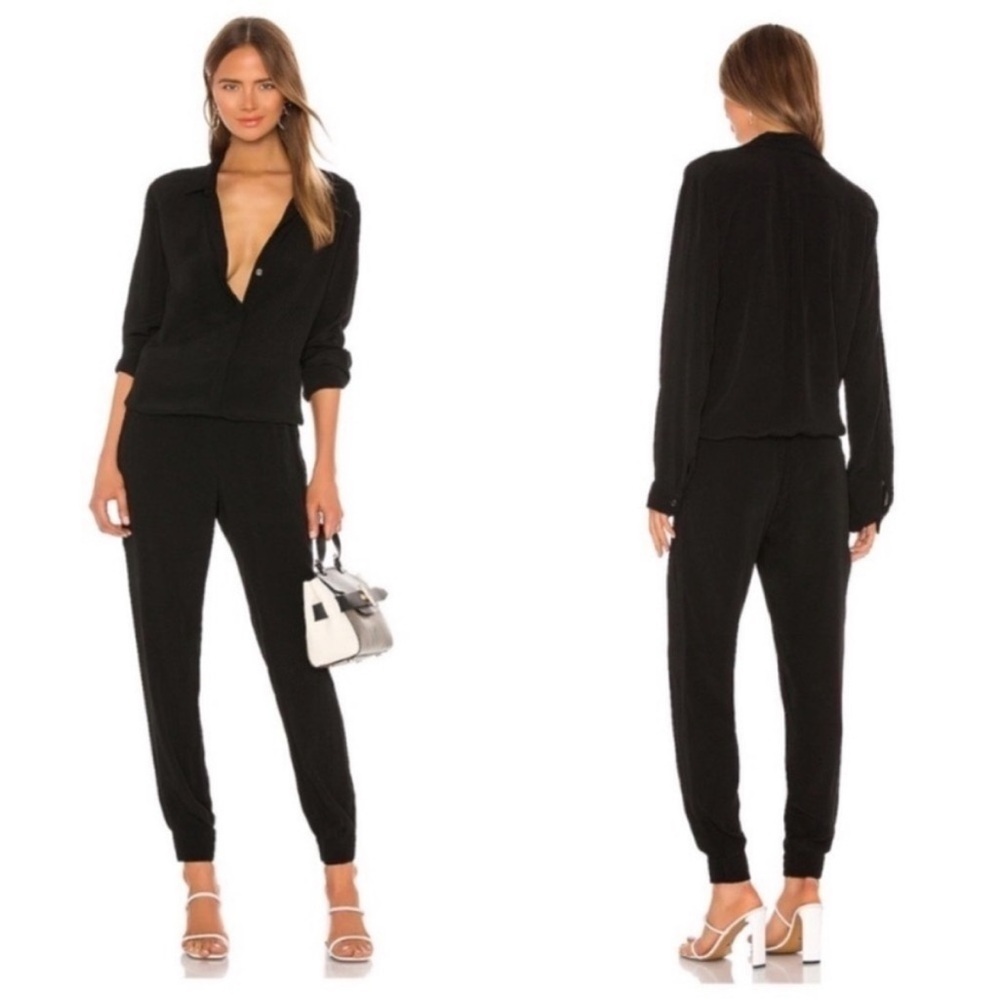Monrow Crepe Long Sleeve Jumpsuit